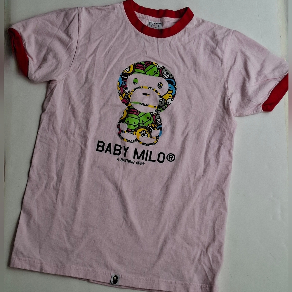 Pink Short-Sleeve Ringer Tee with Red Trim